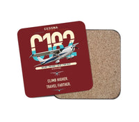 Thumbnail for Cessna 182 Skylane design on dark red 1 piece coaster