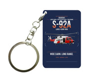 Thumbnail for Sikorsky S-92A design on navy blue designed key chain, double-side print