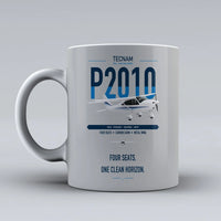 Thumbnail for Tecnam P2010 design on light gray ceramic mug, double-side print
