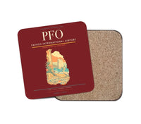 Thumbnail for Paphos International Airport (PFO) design on dark red 1 piece coaster