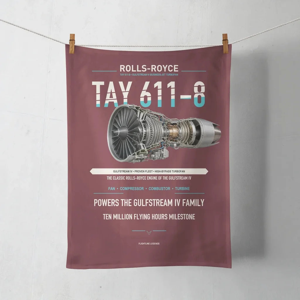 TAY 611-8 design on dark red towel