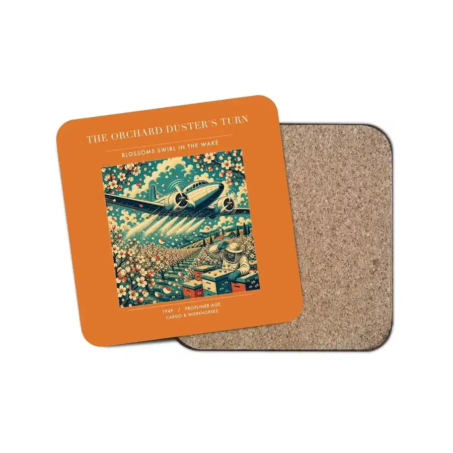 The Orchard Duster's Turn - Designed Coasters design on orange 1-piece