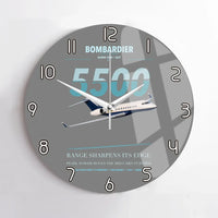 Thumbnail for Bombardier Global 5500 design on gray no frame wall clock