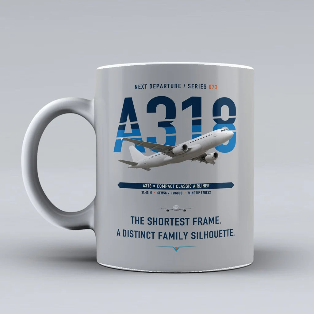 A318 Mug design on light gray airbus