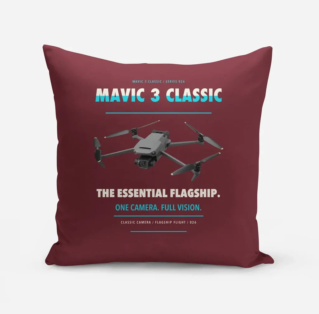 DJI Mavic 3 Classic design on dark red pillow