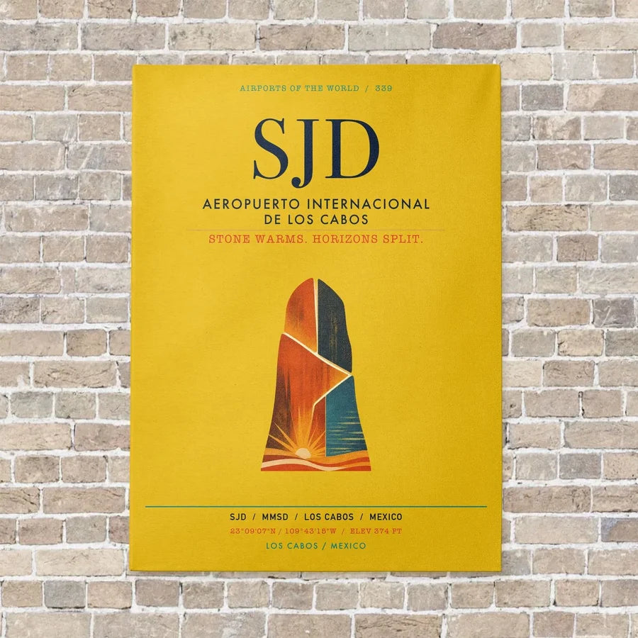 Aeropuerto Internacional de Los Cabos SJD vertical canvas print - no frame - yellow background