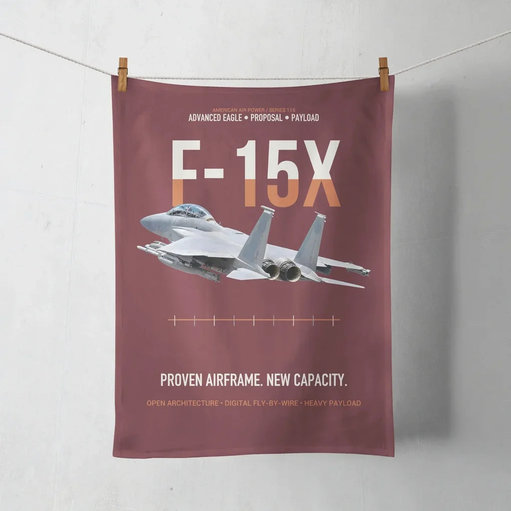 F-15X Advanced Eagle Proposal Proven Airframe New Capacity design on dark red towel