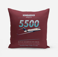 Thumbnail for Bombardier Global 5500 design on dark red pillow