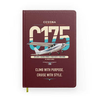 Thumbnail for Cessna 175 Skylark design on dark red notebook