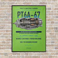 Thumbnail for PT6A-67 vertical canvas print - framed - light green background