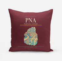 Thumbnail for Pamplona Airport (PNA) design on dark red pillow