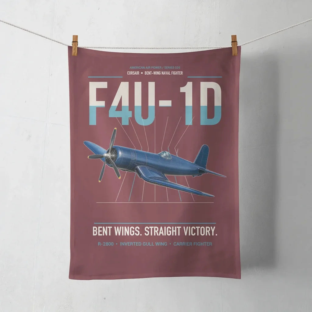 F4U-1D Corsair design on dark red towel