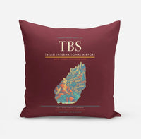 Thumbnail for Tbilisi International Airport (TBS) design on dark red pillow
