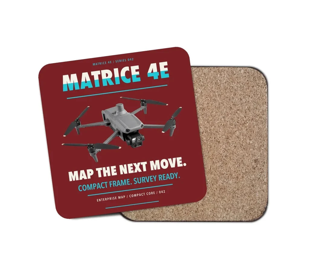 DJI Matrice 4E design on dark red 1 piece coaster