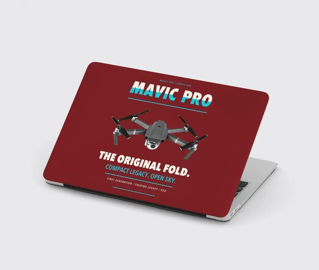 DJI Mavic Pro design on dark red MacBook case