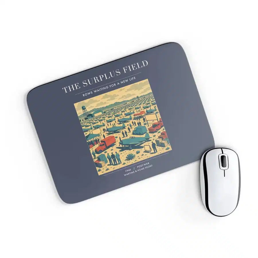 VINTAGE G4539 - The Surplus Field - Designed Mouse Pads design on navyblue rectangle