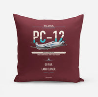 Thumbnail for Pilatus PC-12 PRO design on dark red pillow
