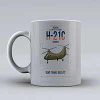 Thumbnail for Piasecki H-21C Shawnee design on light gray ceramic mug, double-side print