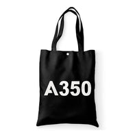 Thumbnail for Airbus A350 Flat Text aviation tote bag in canvas.
