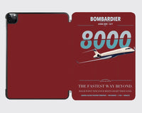 Thumbnail for Bombardier Global 8000 design on dark red ipad tablet case