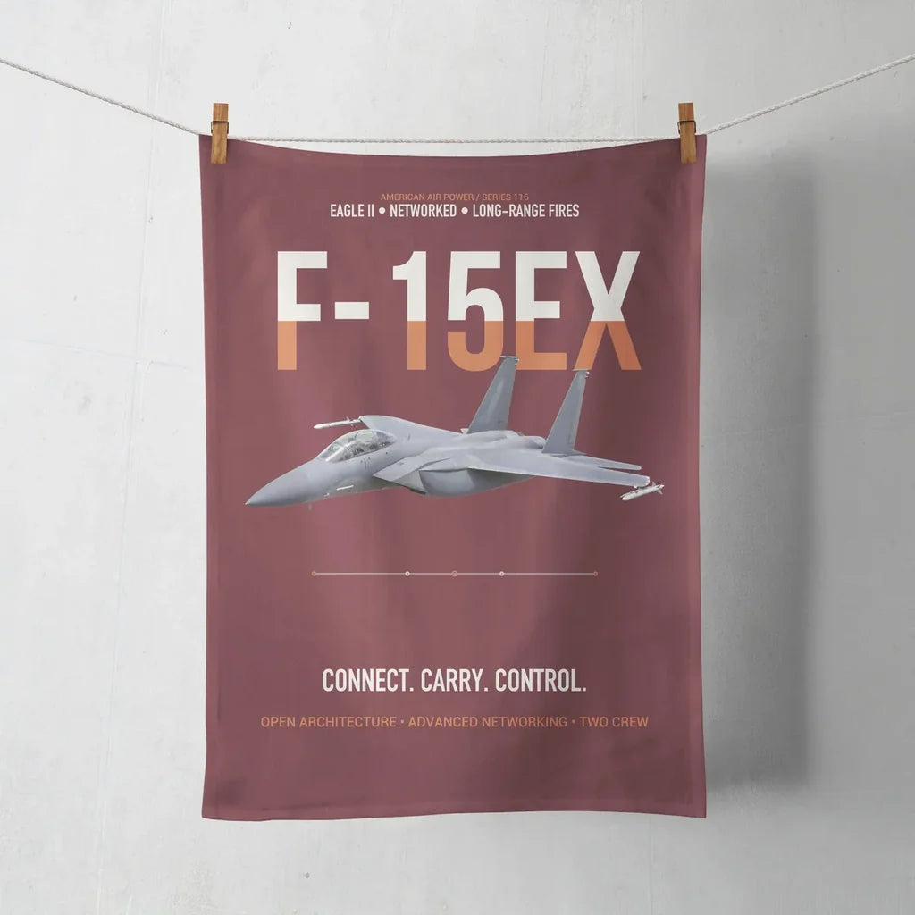 F-15EX Eagle II Connect Carry Control design on dark red towel