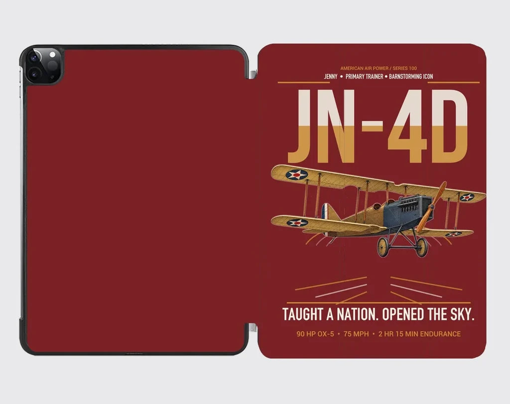 Curtiss JN-4D Jenny design on dark red ipad tablet case