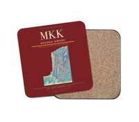 Thumbnail for Molokai Airport (MKK) design on dark red 1 piece coaster