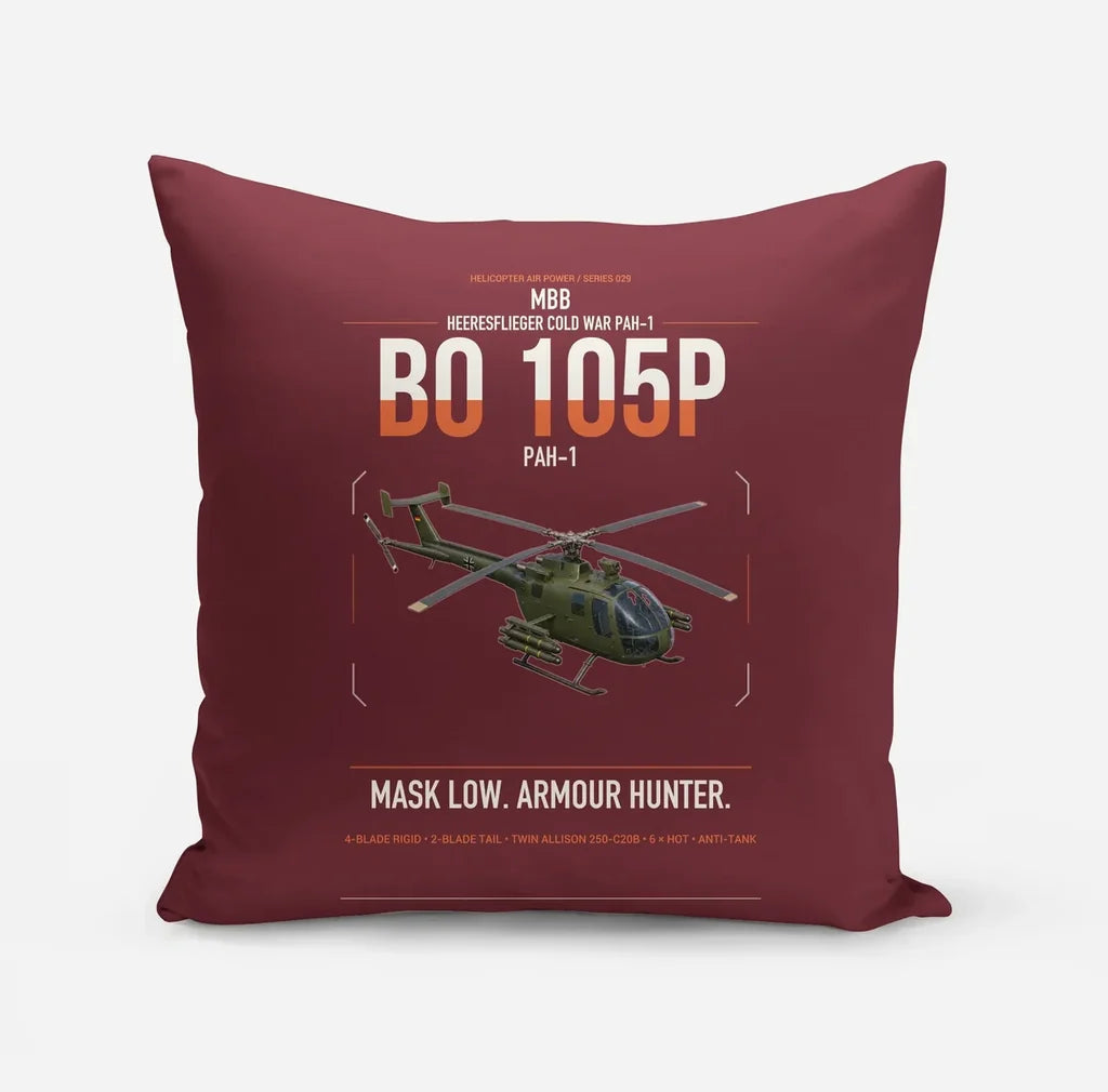 MBB BO 105P PAH-1 design on dark red pillow