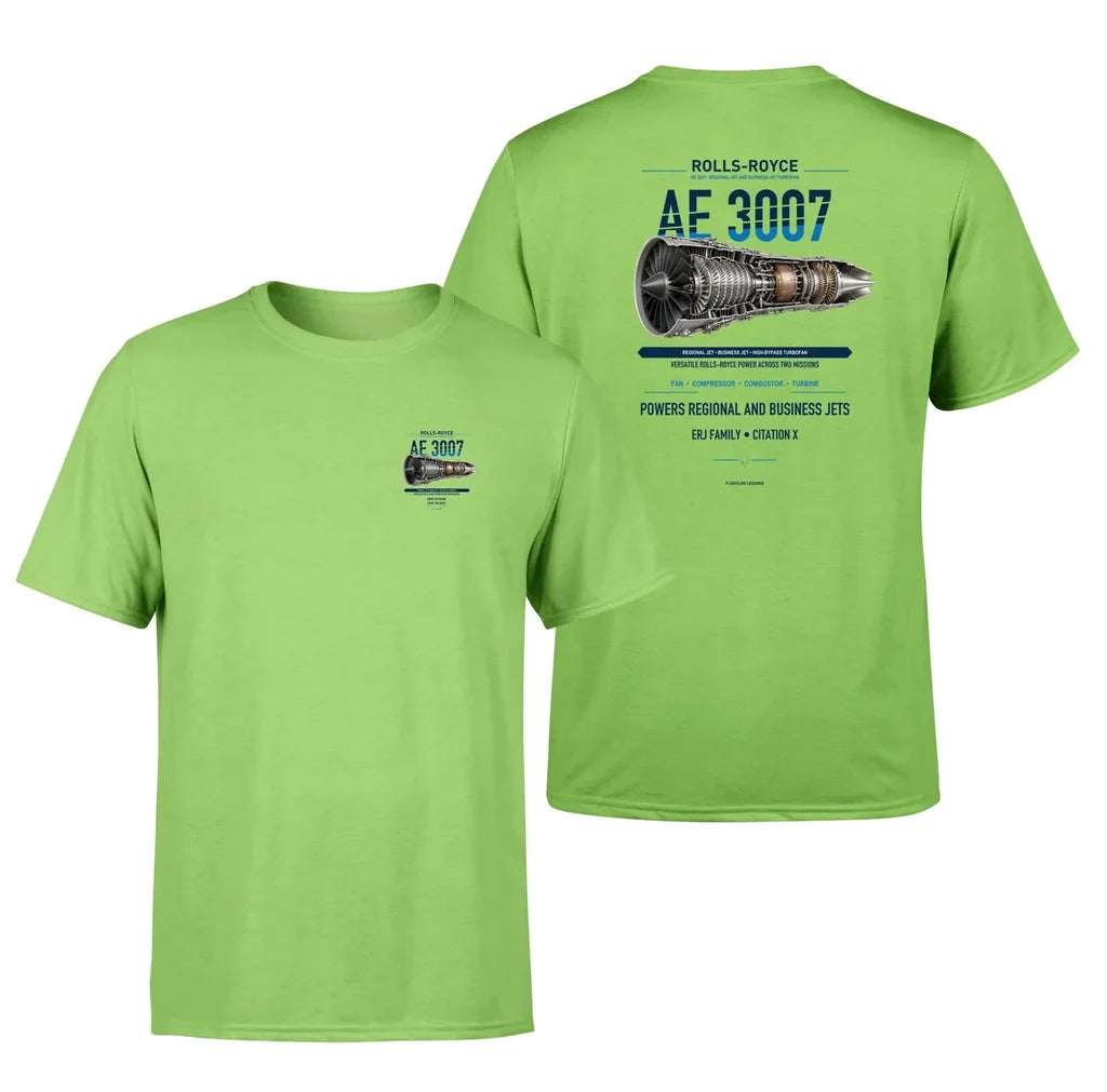 AE 3007 design on light green t shirt