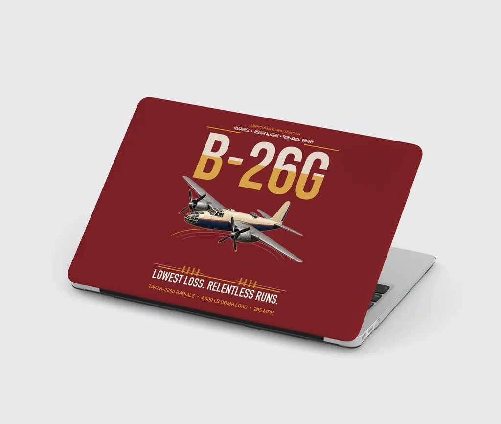 B-26G Marauder design on dark red MacBook case