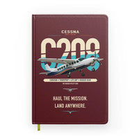 Thumbnail for Cessna 208 Caravan design on dark red notebook