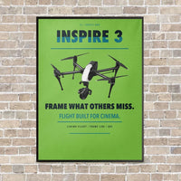 Thumbnail for DJI Inspire 3 vertical canvas print - framed - light green background