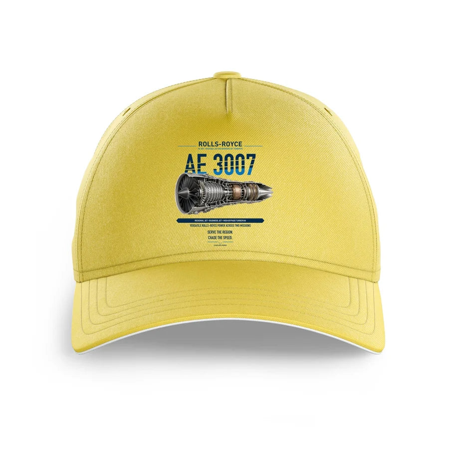 AE 3007 design on yellow printed hat