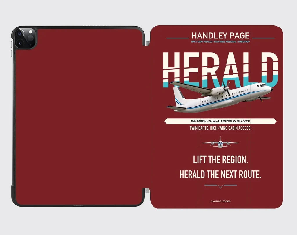 Handley Page HPR.7 Dart Herald design on dark red ipad tablet case