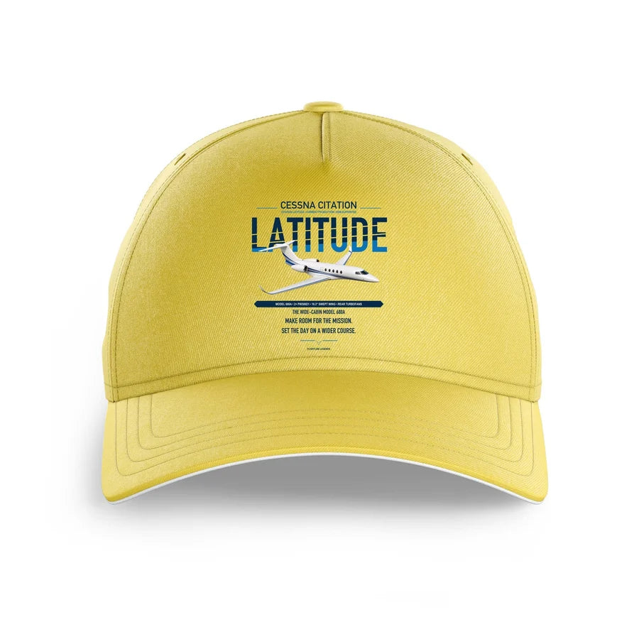 Cessna Citation Latitude design on yellow printed hat