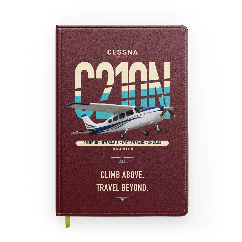 Cessna T210N Centurion design on dark red notebook