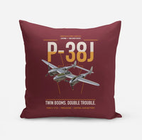 Thumbnail for P-38J Lightning design on dark red pillow