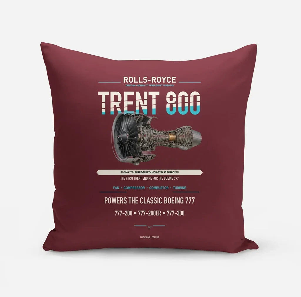 TRENT 800 design on dark red pillow