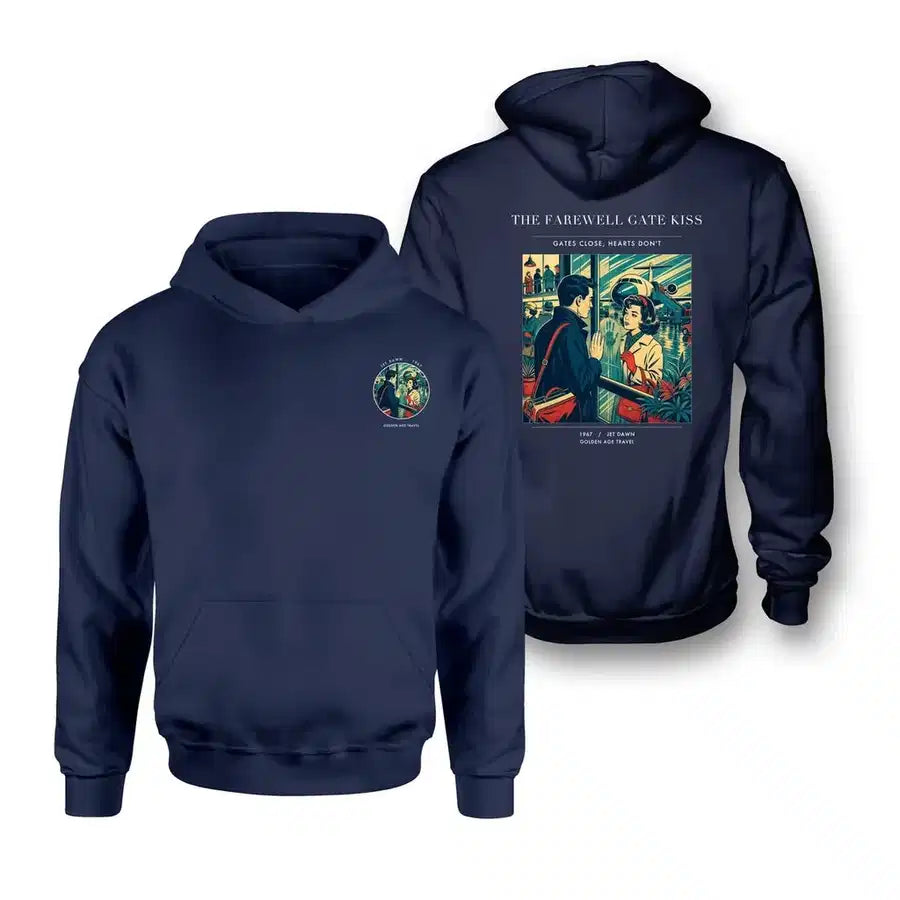 VINTAGE G4380 - The Farewell Gate Kiss - Double-Side Hoodie design on navyblue double side