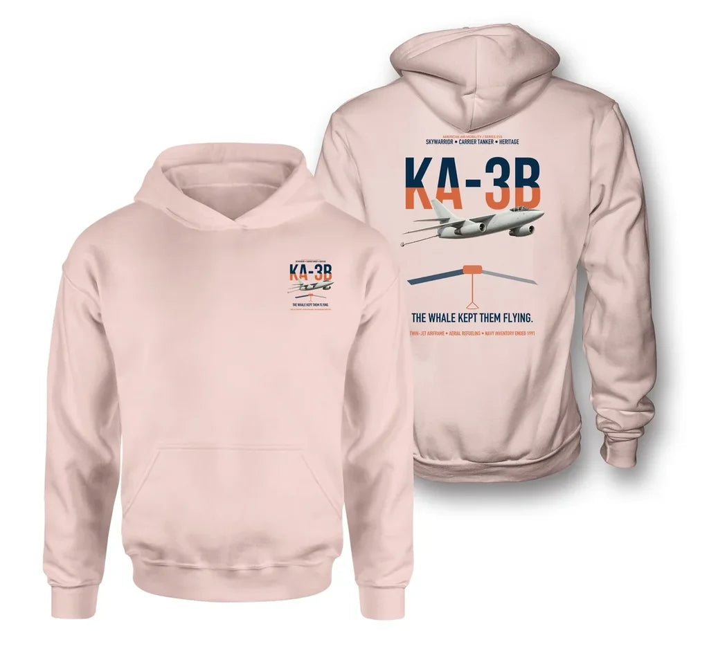 KA-3B Skywarrior design on pink double-side hoodie, double-side print