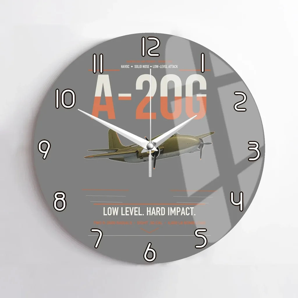 A-20G Havoc design on gray no frame wall clock