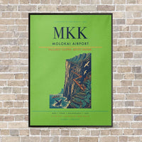Thumbnail for Molokai Airport MKK vertical canvas print - framed - light green background