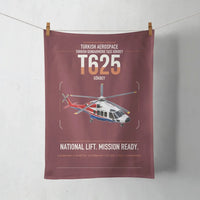 Thumbnail for Turkish Aerospace T625 Gökbey design on dark red towel