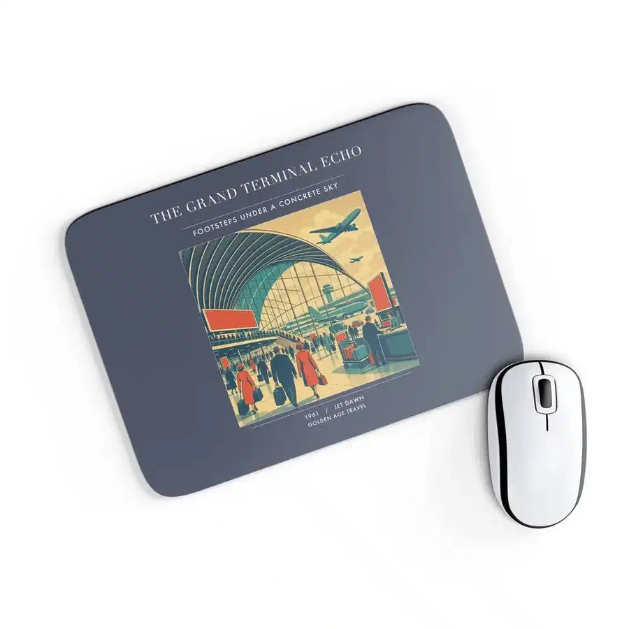 VINTAGE G4300 - The Grand Terminal Echo - Designed Mouse Pads design on navyblue rectangle