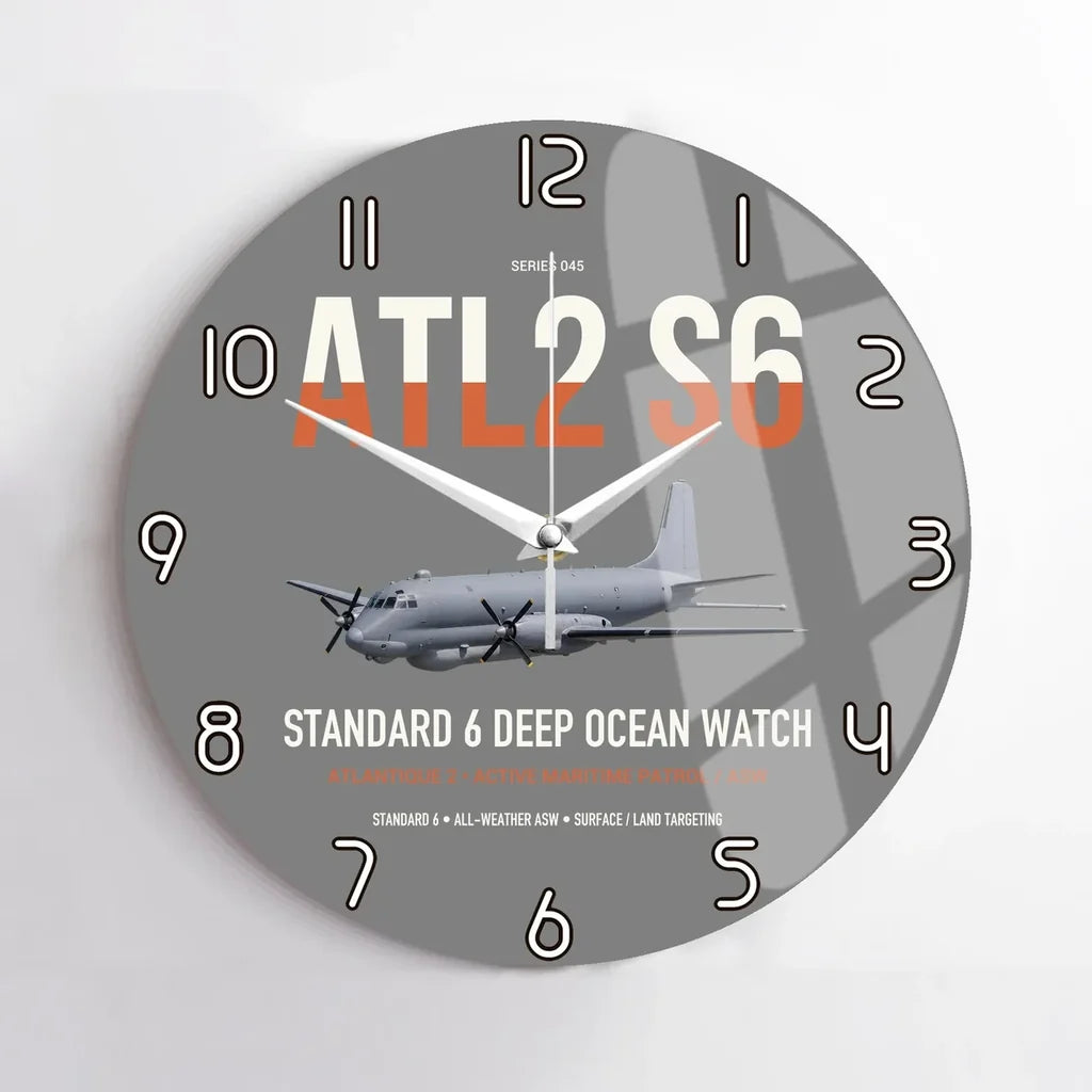 Atlantique 2 Standard 6 design on gray no frame wall clock