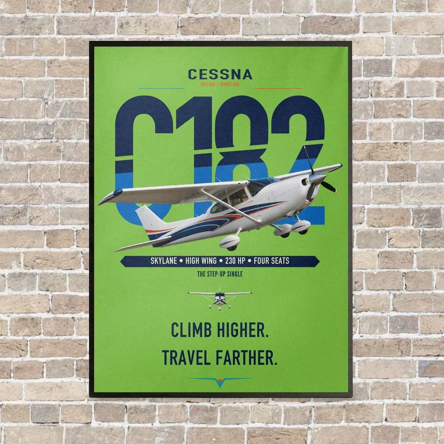 Cessna 182 Skylane vertical canvas print - framed - light green background