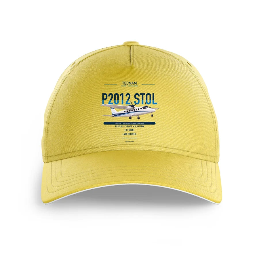 Tecnam P2012 STOL design on yellow printed hat