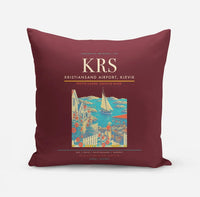 Thumbnail for Kristiansand Airport, Kjevik (KRS) design on dark red pillow