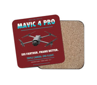 Thumbnail for DJI Mavic 4 Pro design on dark red 1 piece coaster