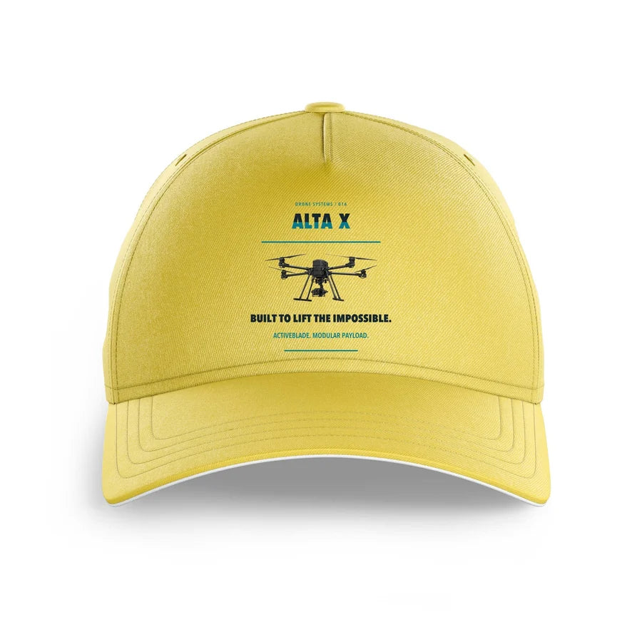 Freefly Alta X design on yellow printed hat